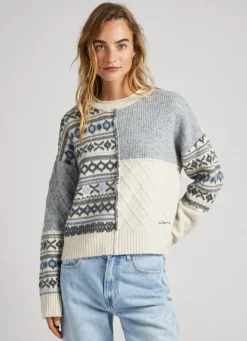 Mulher Pepe Jeans Malhas>Camisola Jacquard Patchwork
