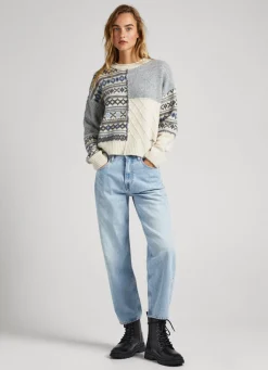 Mulher Pepe Jeans Malhas>Camisola Jacquard Patchwork