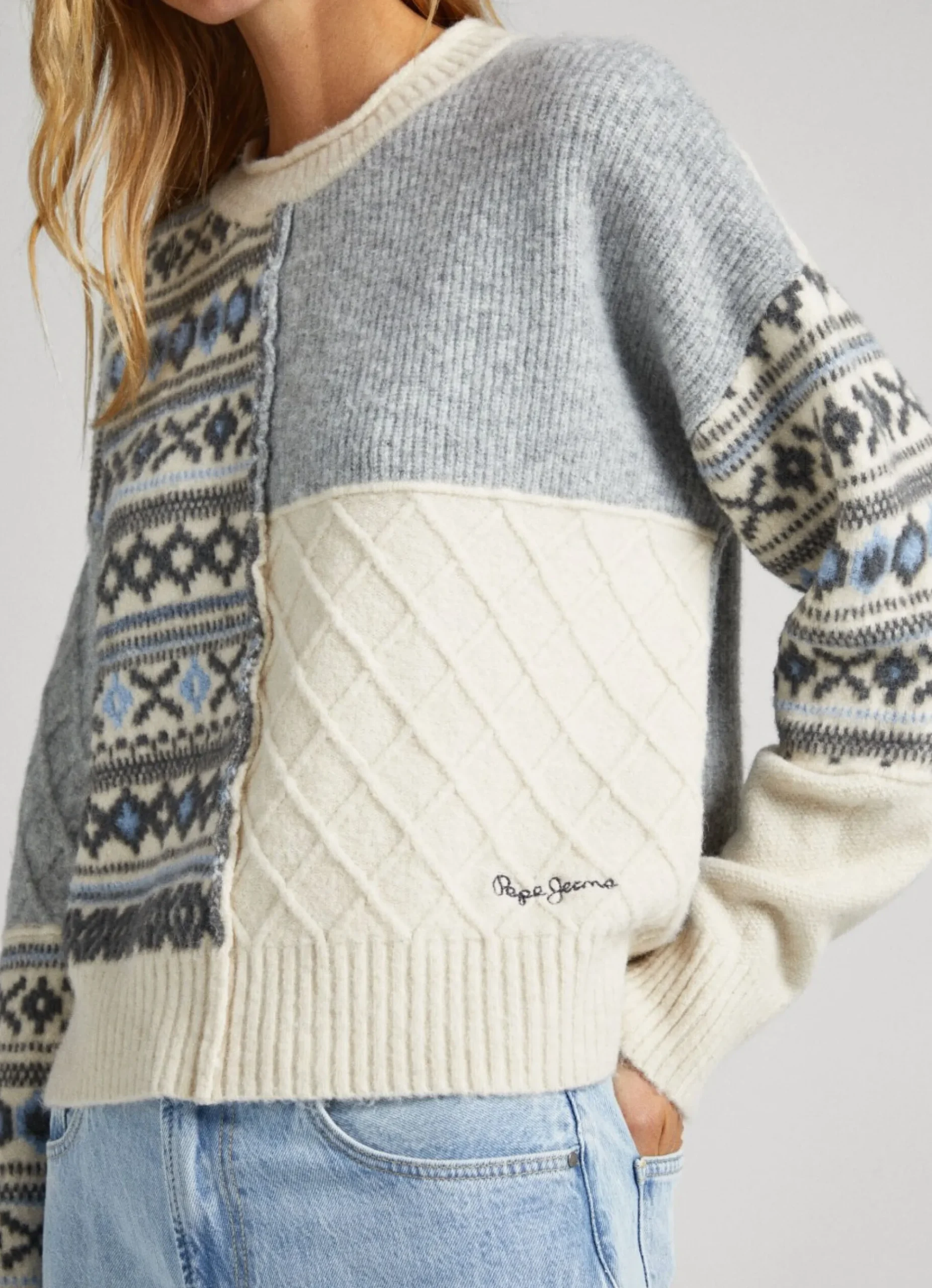Mulher Pepe Jeans Malhas>Camisola Jacquard Patchwork