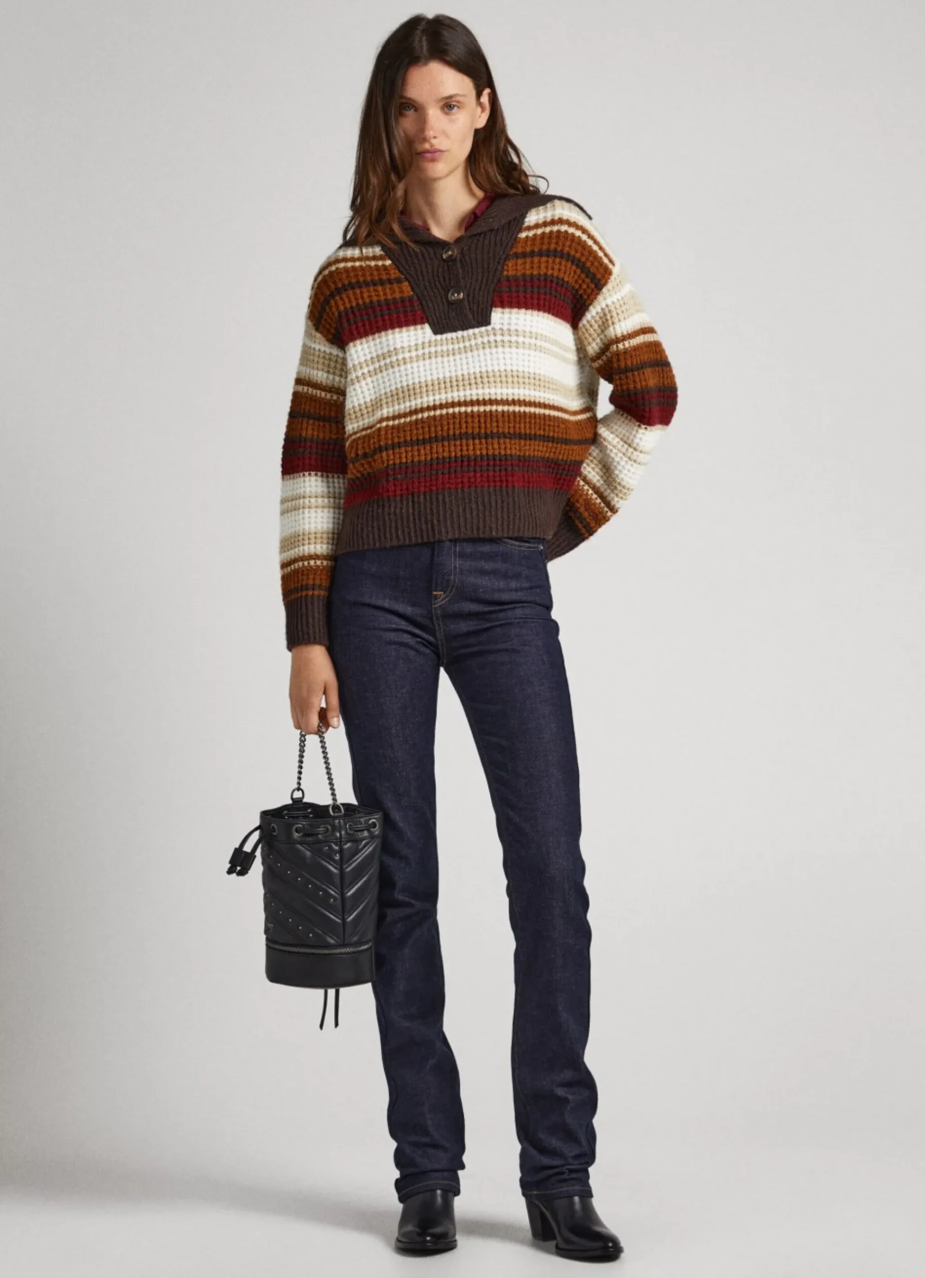 Mulher Pepe Jeans Malhas E Cardigans>Camisola Tipo Polo As Riscas
