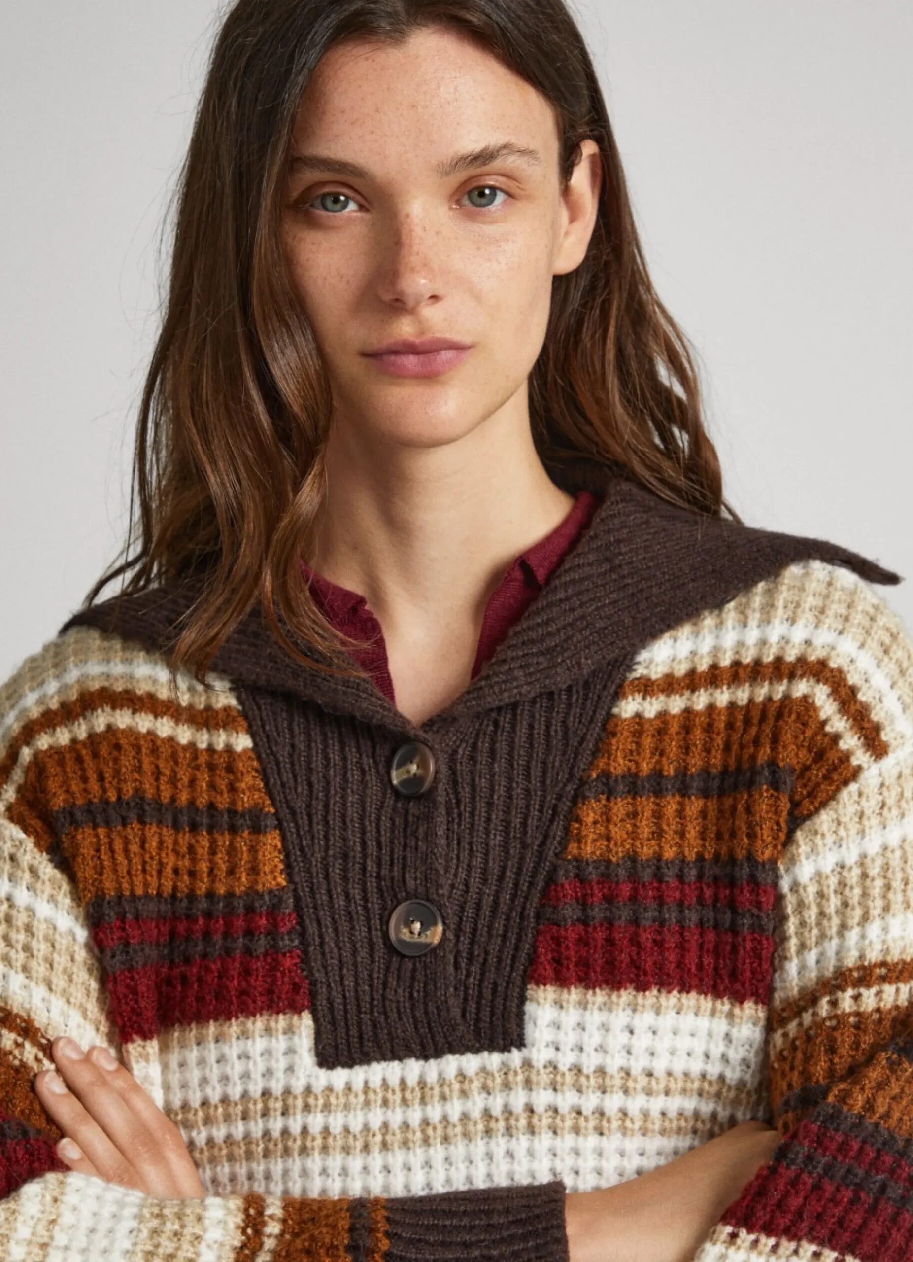 Mulher Pepe Jeans Malhas E Cardigans>Camisola Tipo Polo As Riscas