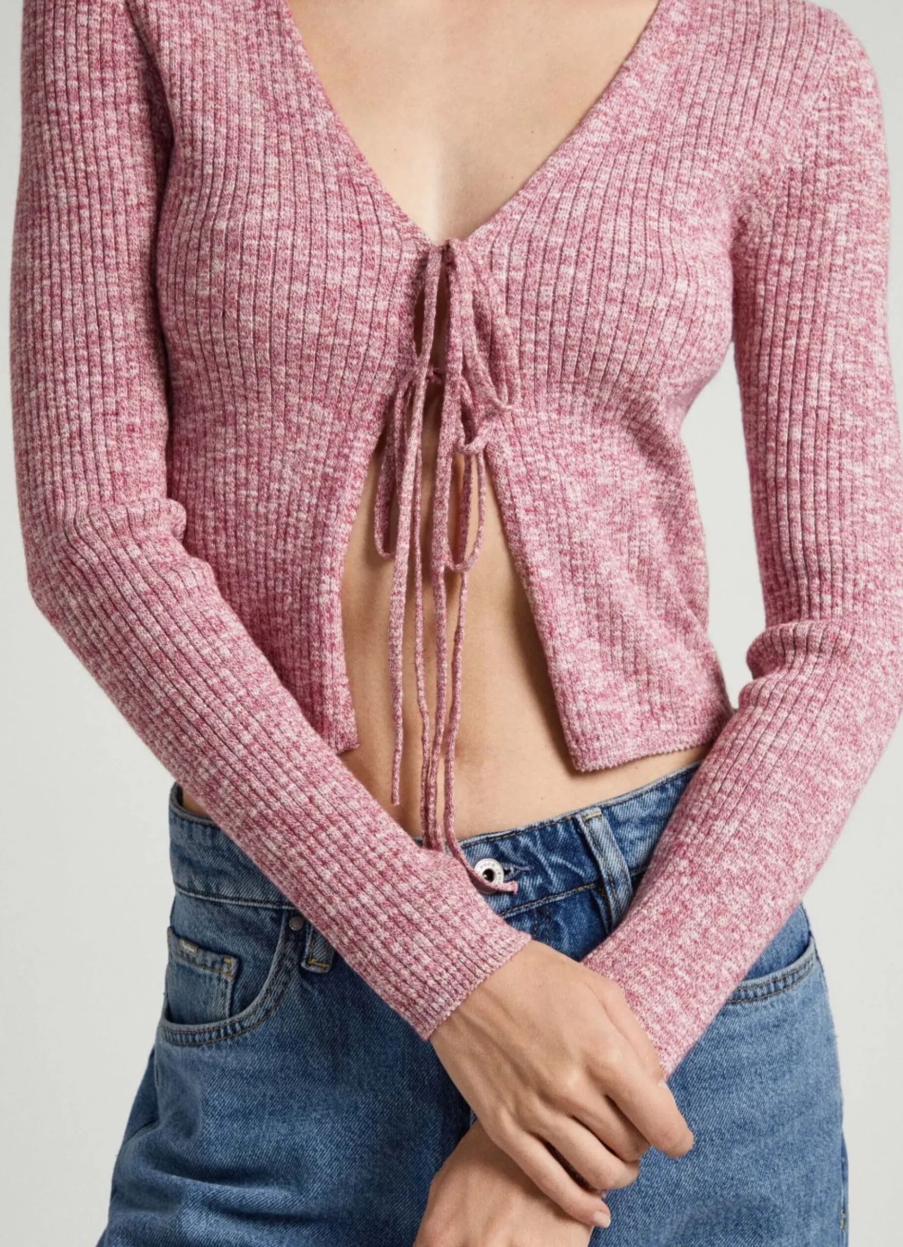 Mulher Pepe Jeans Malhas>Cardigan Algodao Melange Jaspeado