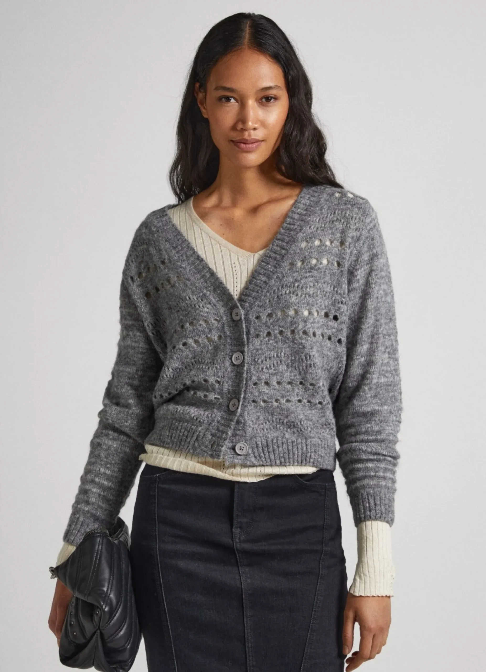 Mulher Pepe Jeans Malhas E Cardigans>Cardigan Com Detalhes Abertos