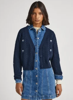 Mulher Pepe Jeans Malhas E Cardigans>Cardigan Com Detalhes Abertos