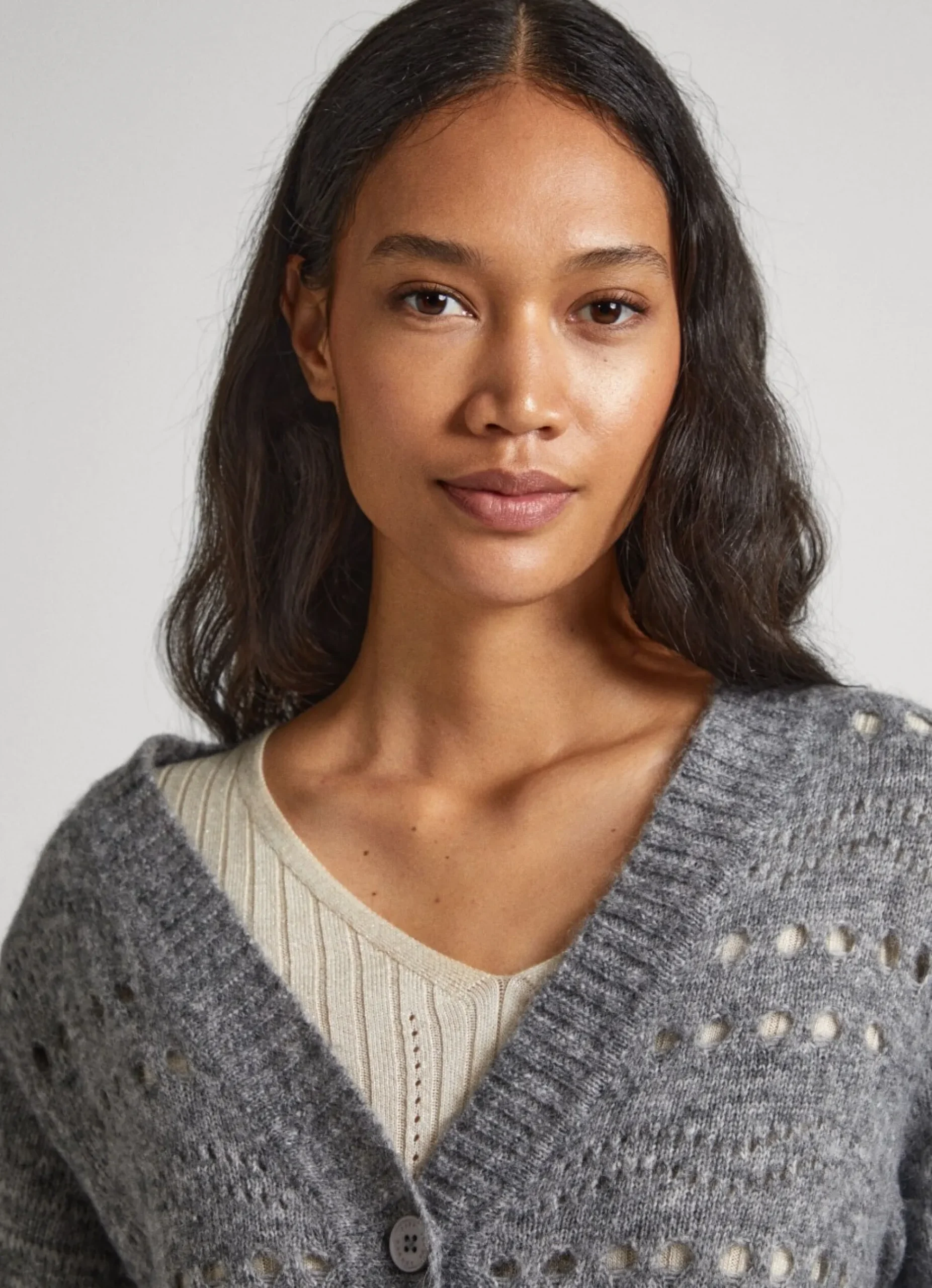 Mulher Pepe Jeans Malhas>Cardigan Com Detalhes Abertos