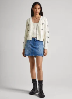 Mulher Pepe Jeans Malhas>Cardigan Com Detalhes Abertos