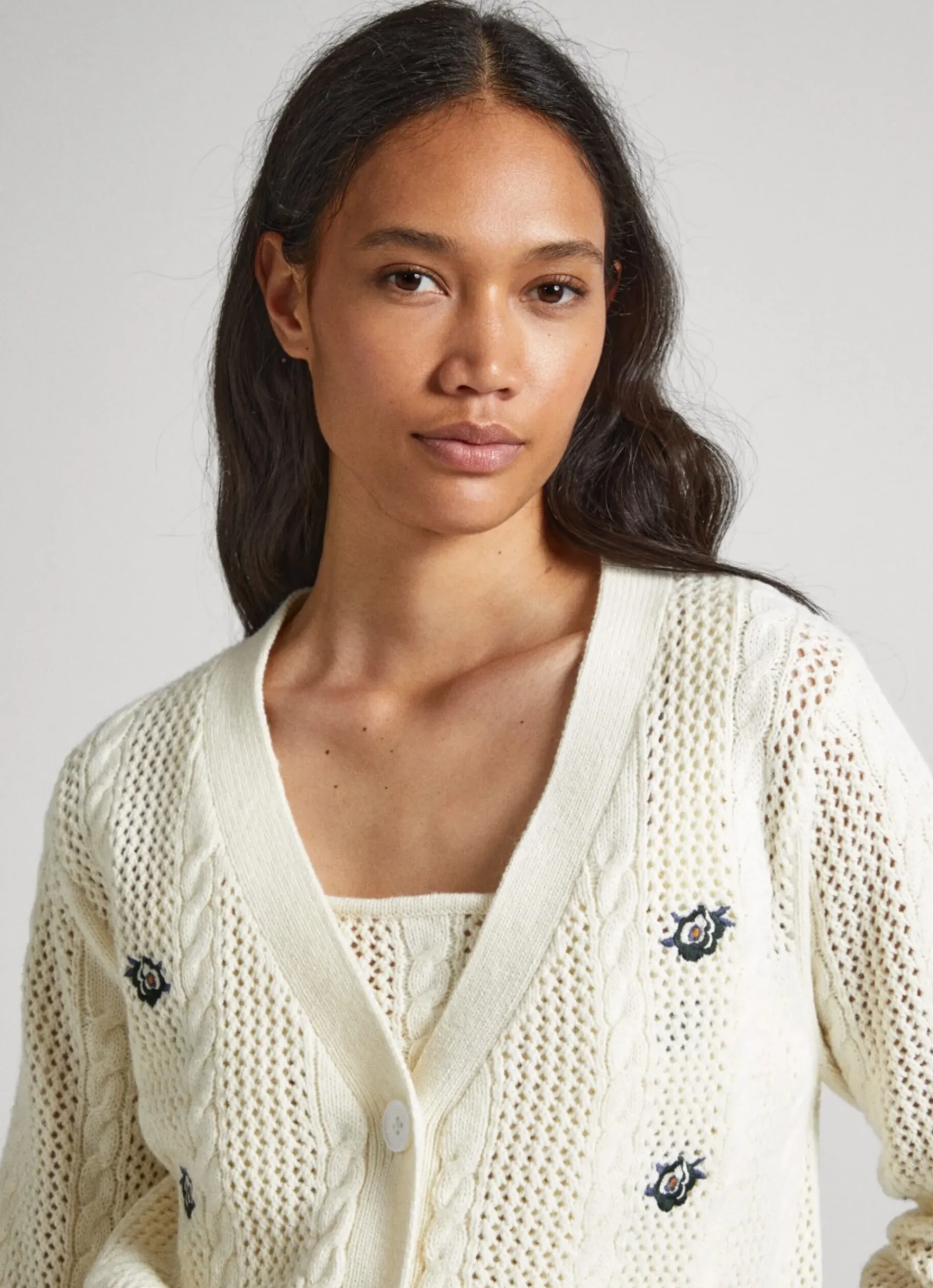 Mulher Pepe Jeans Malhas>Cardigan Com Detalhes Abertos