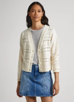 Mulher Pepe Jeans Malhas>Cardigan Com Detalhes Abertos