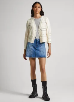 Mulher Pepe Jeans Malhas>Cardigan Com Detalhes Abertos