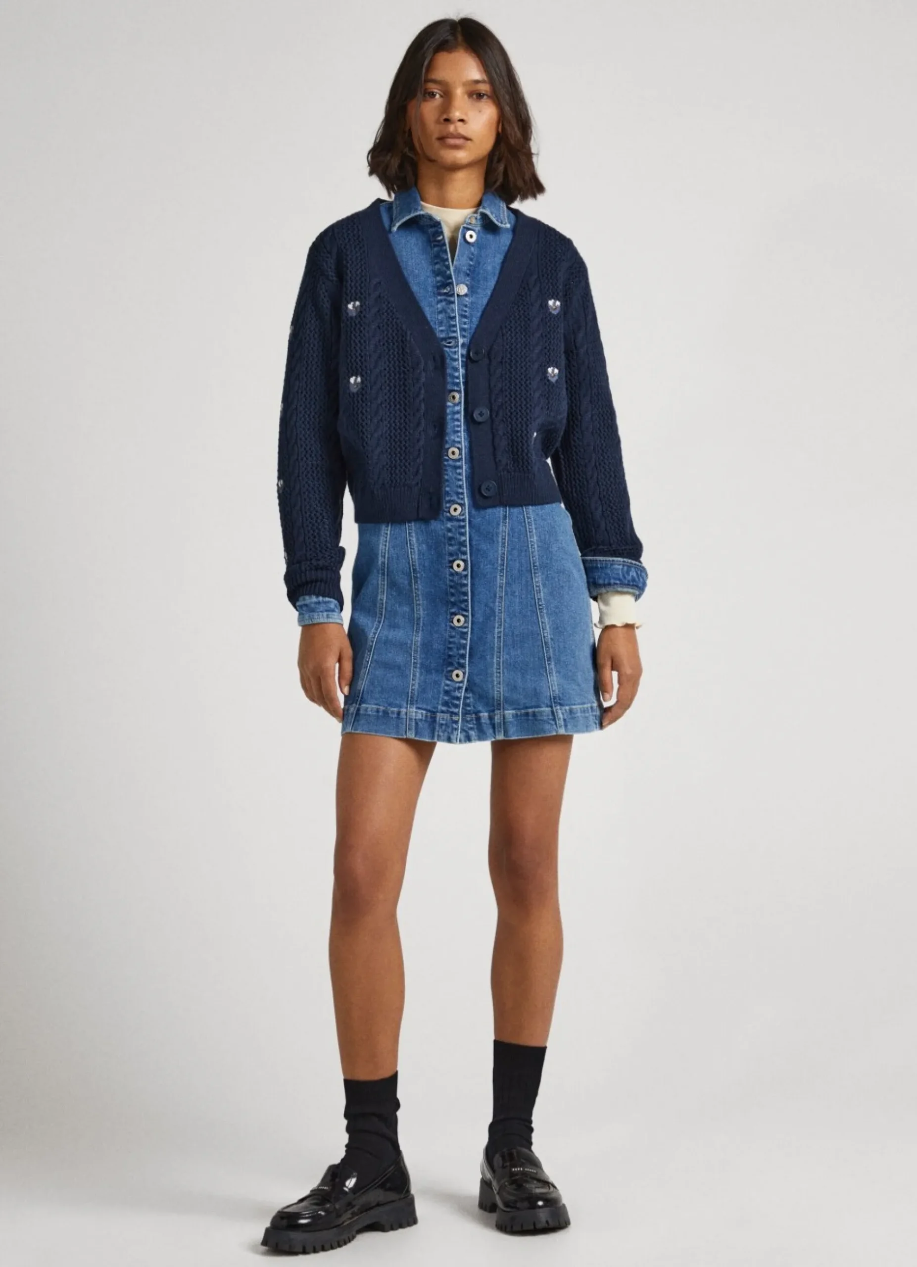 Mulher Pepe Jeans Malhas>Cardigan Com Detalhes Abertos