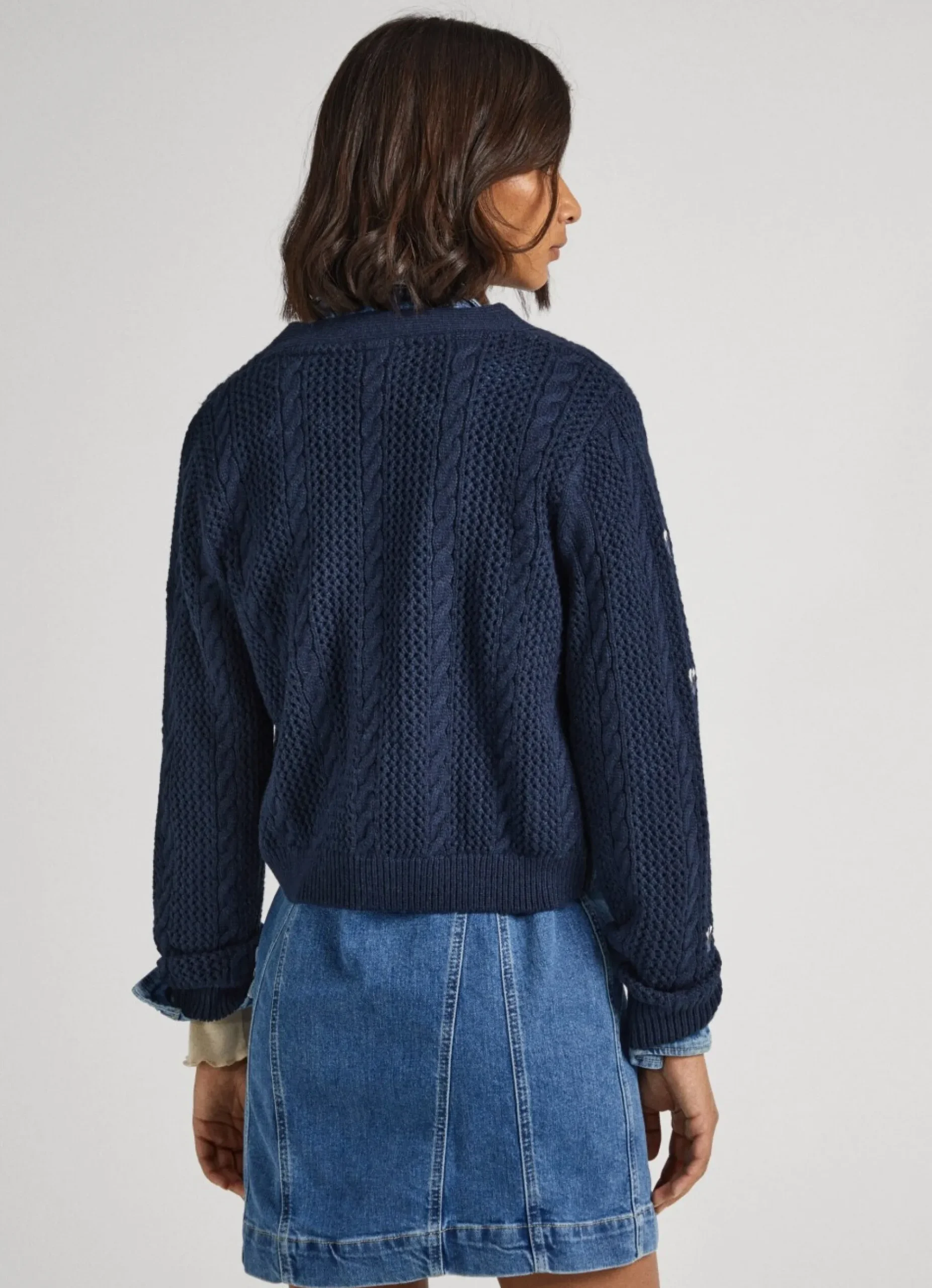 Mulher Pepe Jeans Malhas>Cardigan Com Detalhes Abertos