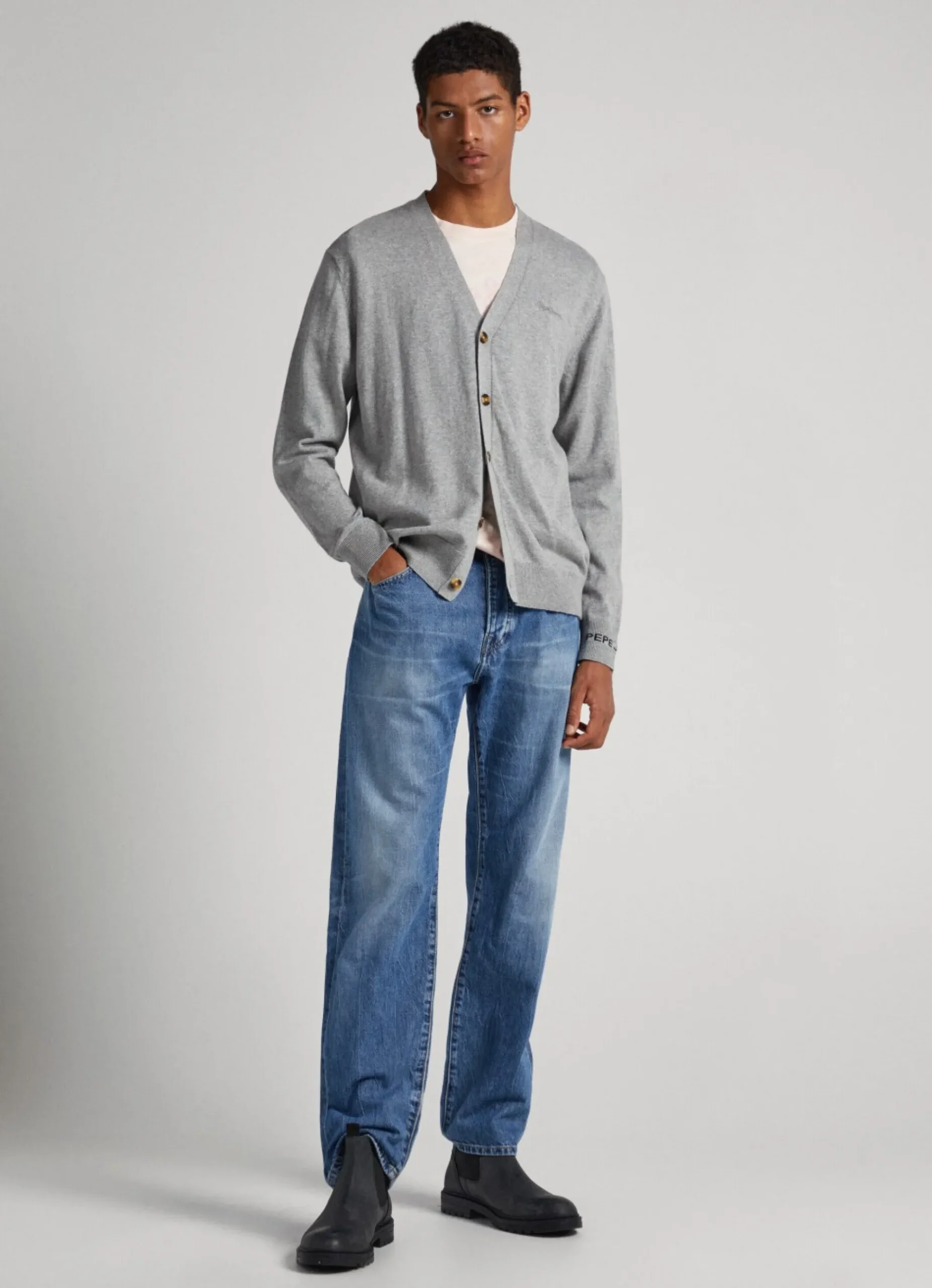 Homem Pepe Jeans Malhas>Cardigan Com Logo Bordado