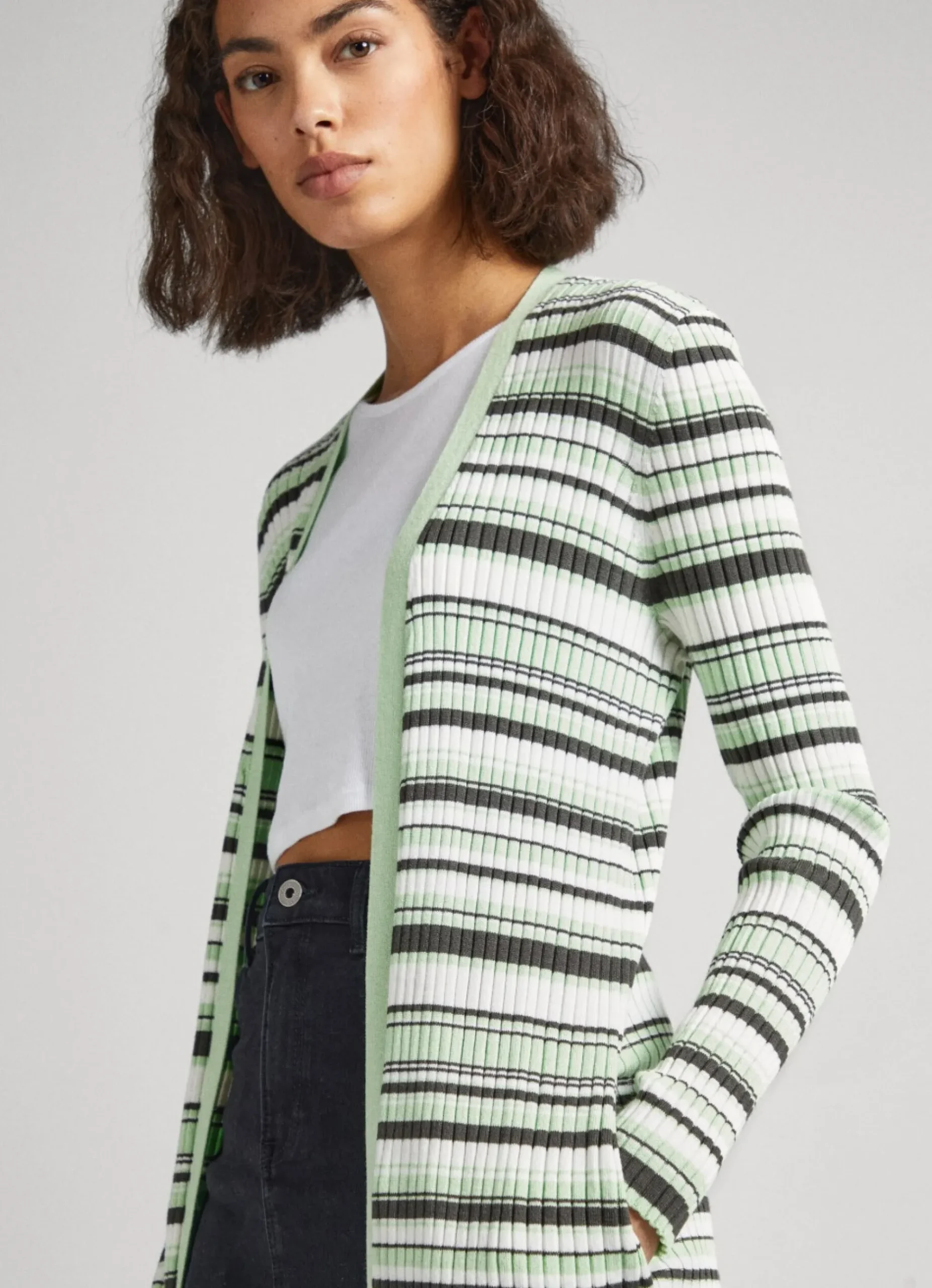 Mulher Pepe Jeans Malhas E Cardigans>Cardigan Comprido As Riscas