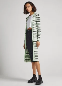 Mulher Pepe Jeans Malhas>Cardigan Comprido As Riscas