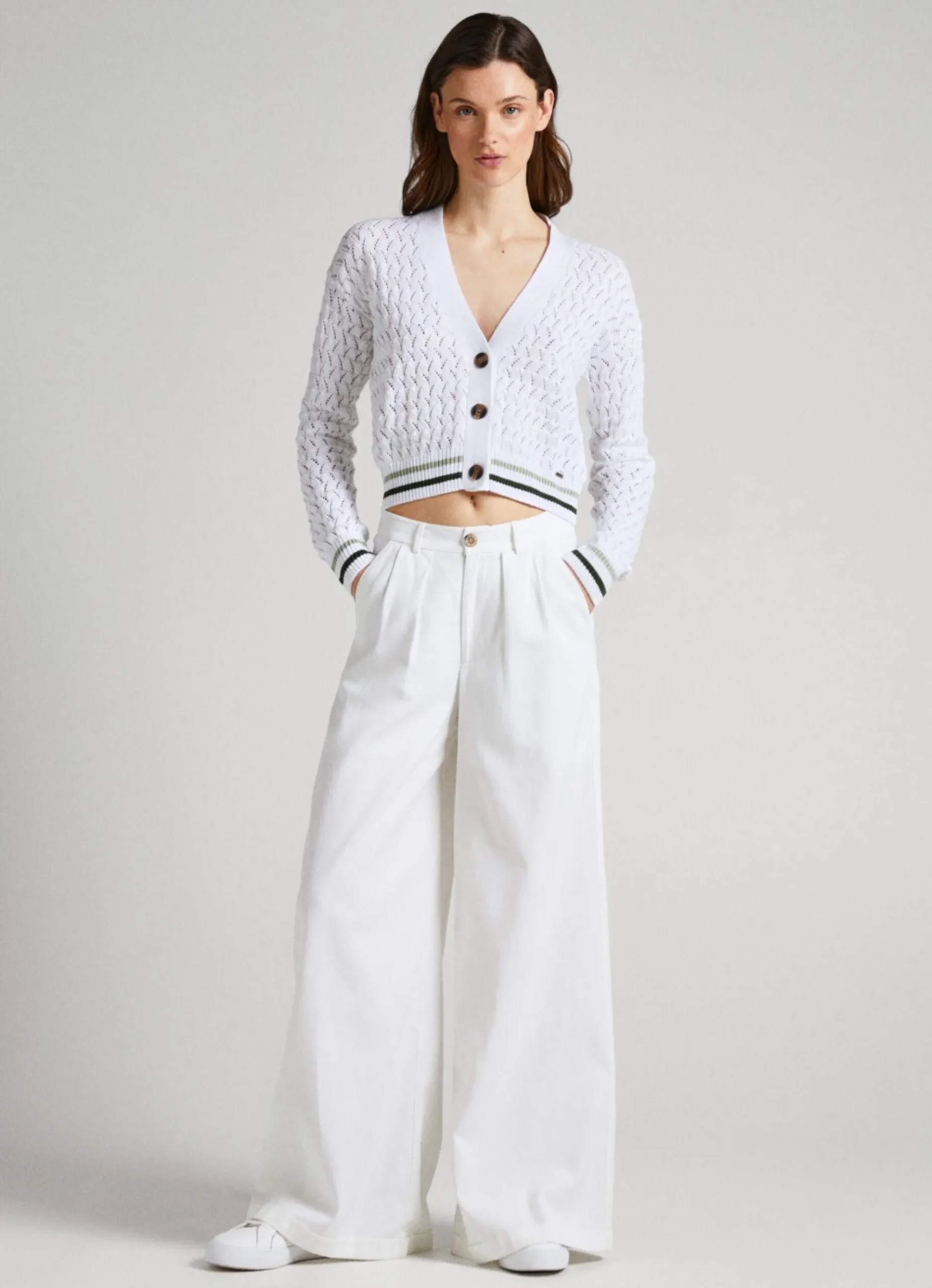 Mulher Pepe Jeans Malhas E Cardigans>Cardigan Openwork Diamonds