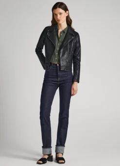 Mulher Pepe Jeans Casaco E Jaquetas>Casaco Biker Com Detalhes Abertos