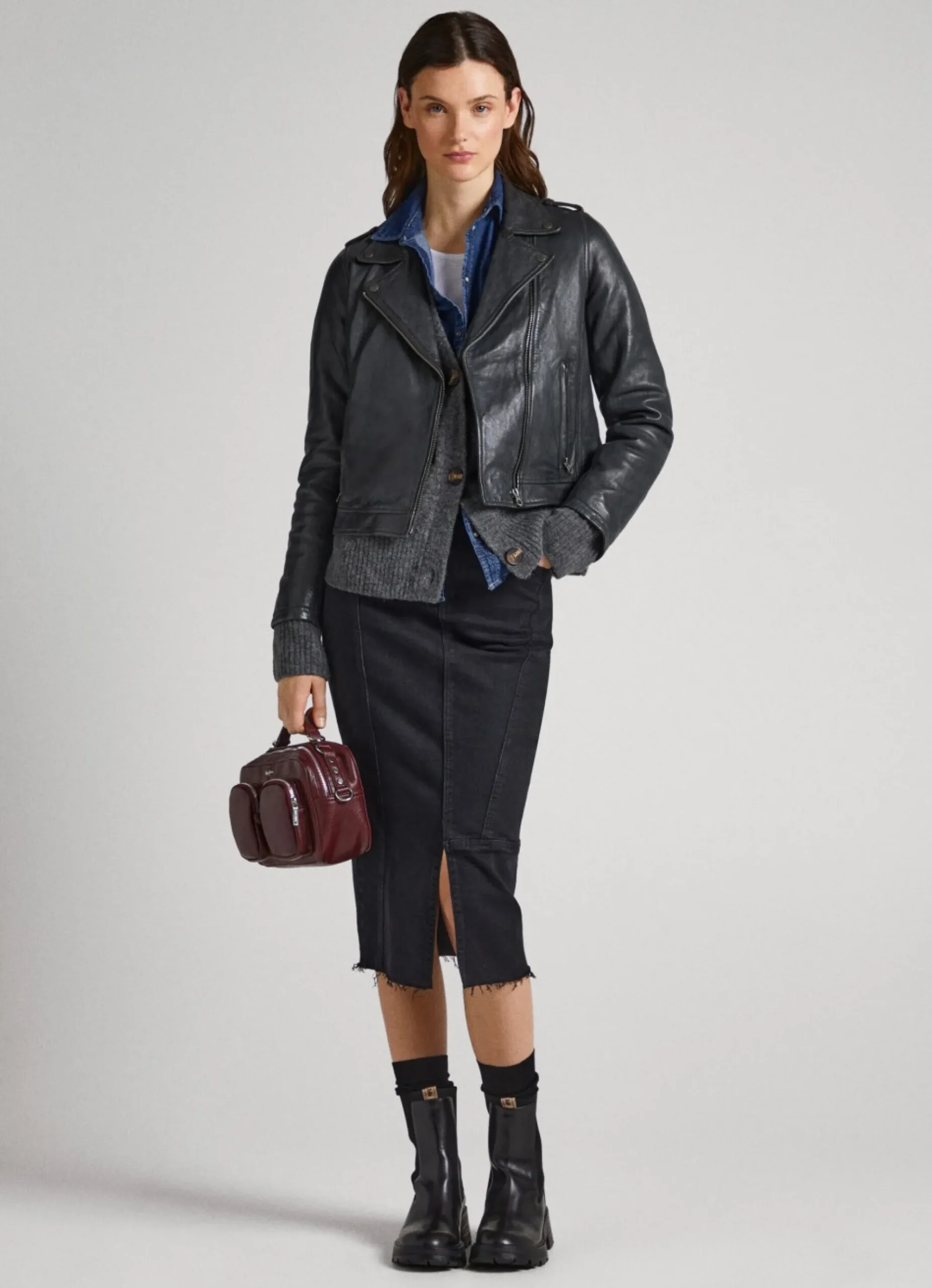 Mulher Pepe Jeans Casaco E Jaquetas>Casaco Biker De Couro