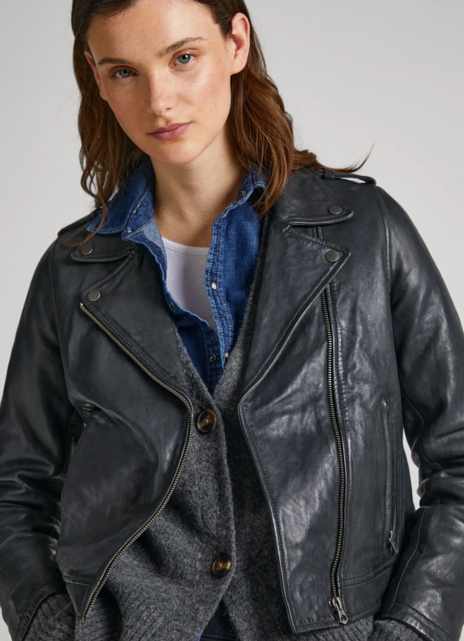 Mulher Pepe Jeans Casaco E Jaquetas>Casaco Biker De Couro