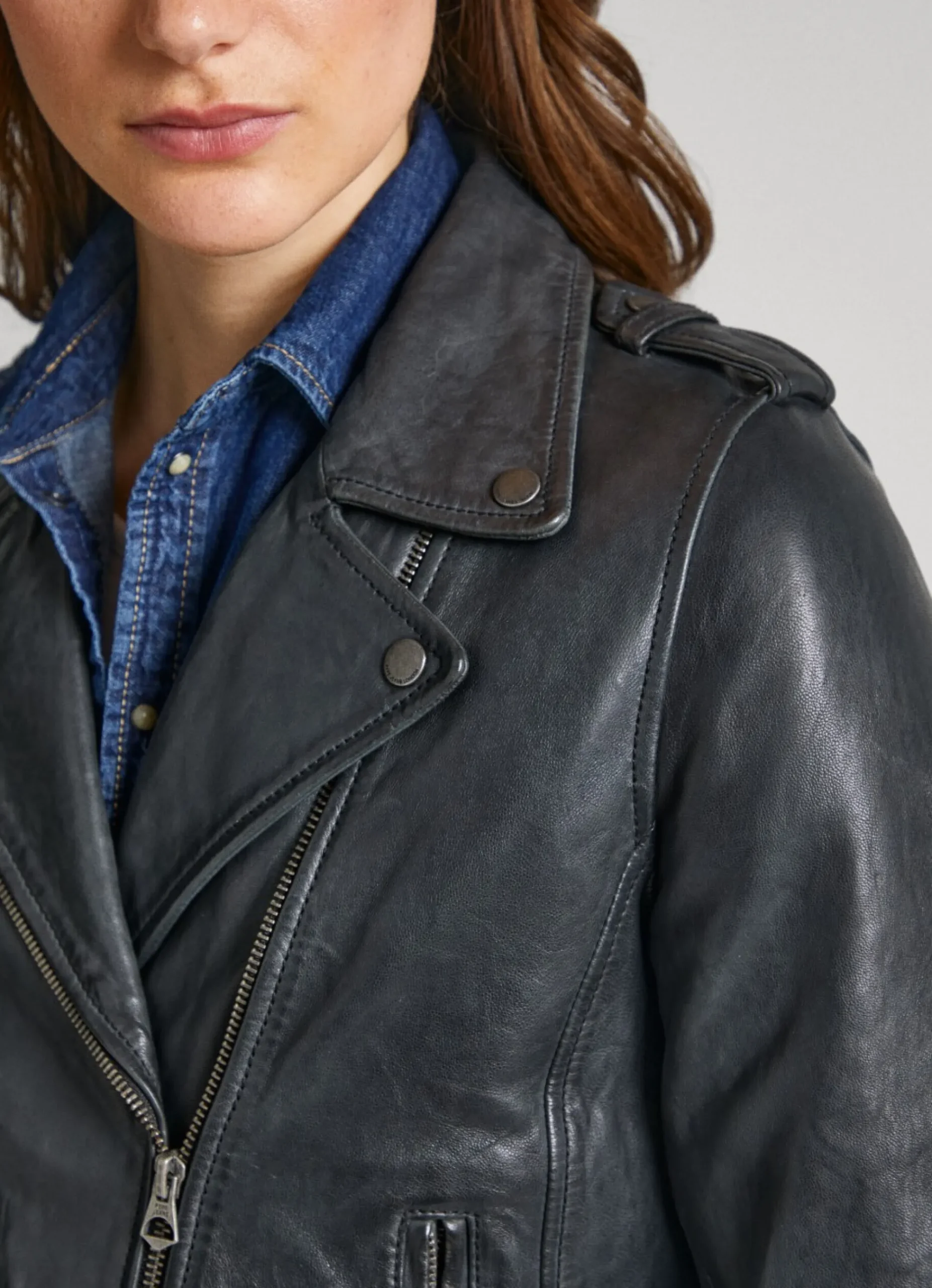 Mulher Pepe Jeans Casaco E Jaquetas>Casaco Biker De Couro