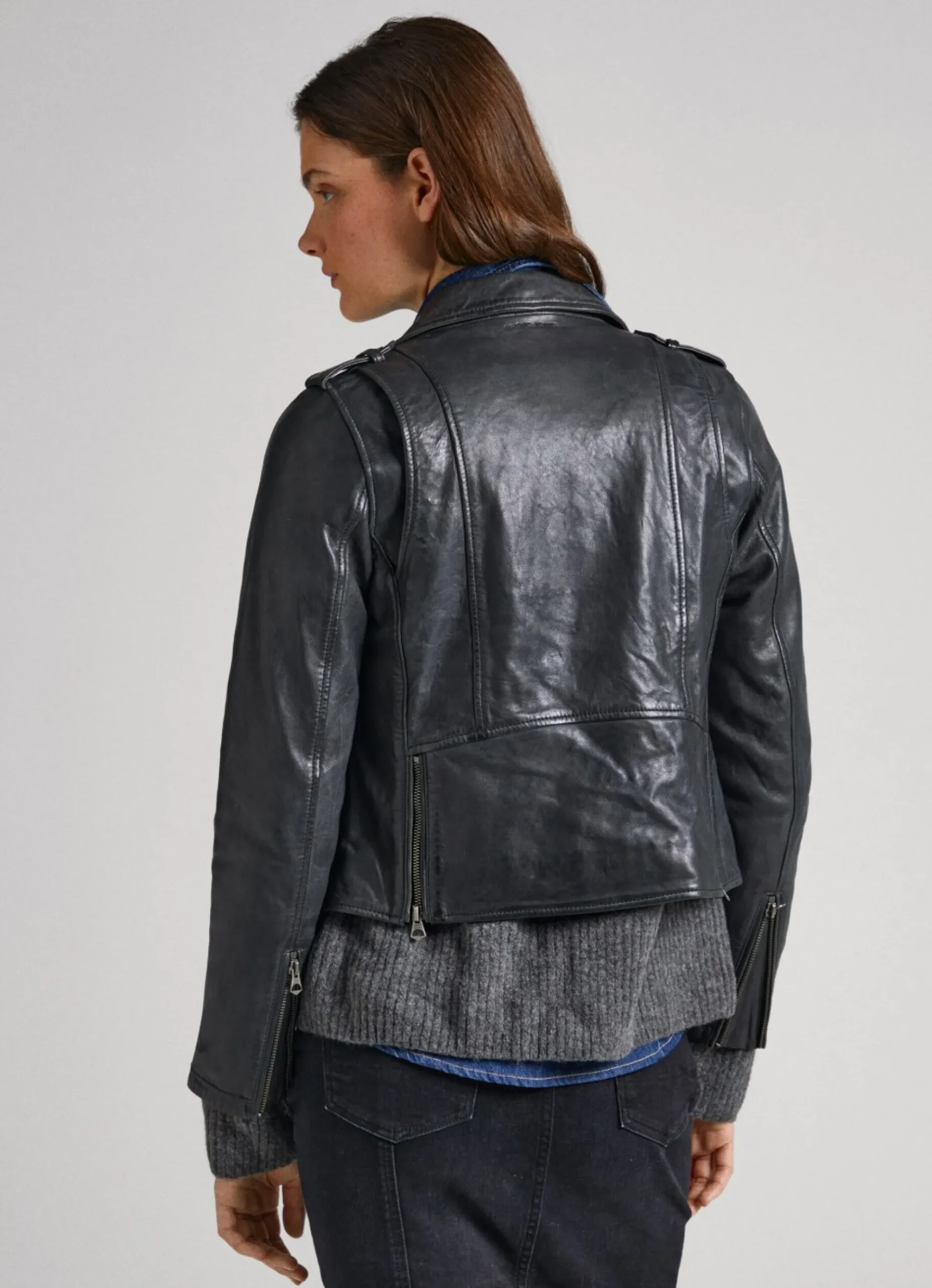 Mulher Pepe Jeans Casaco E Jaquetas>Casaco Biker De Couro