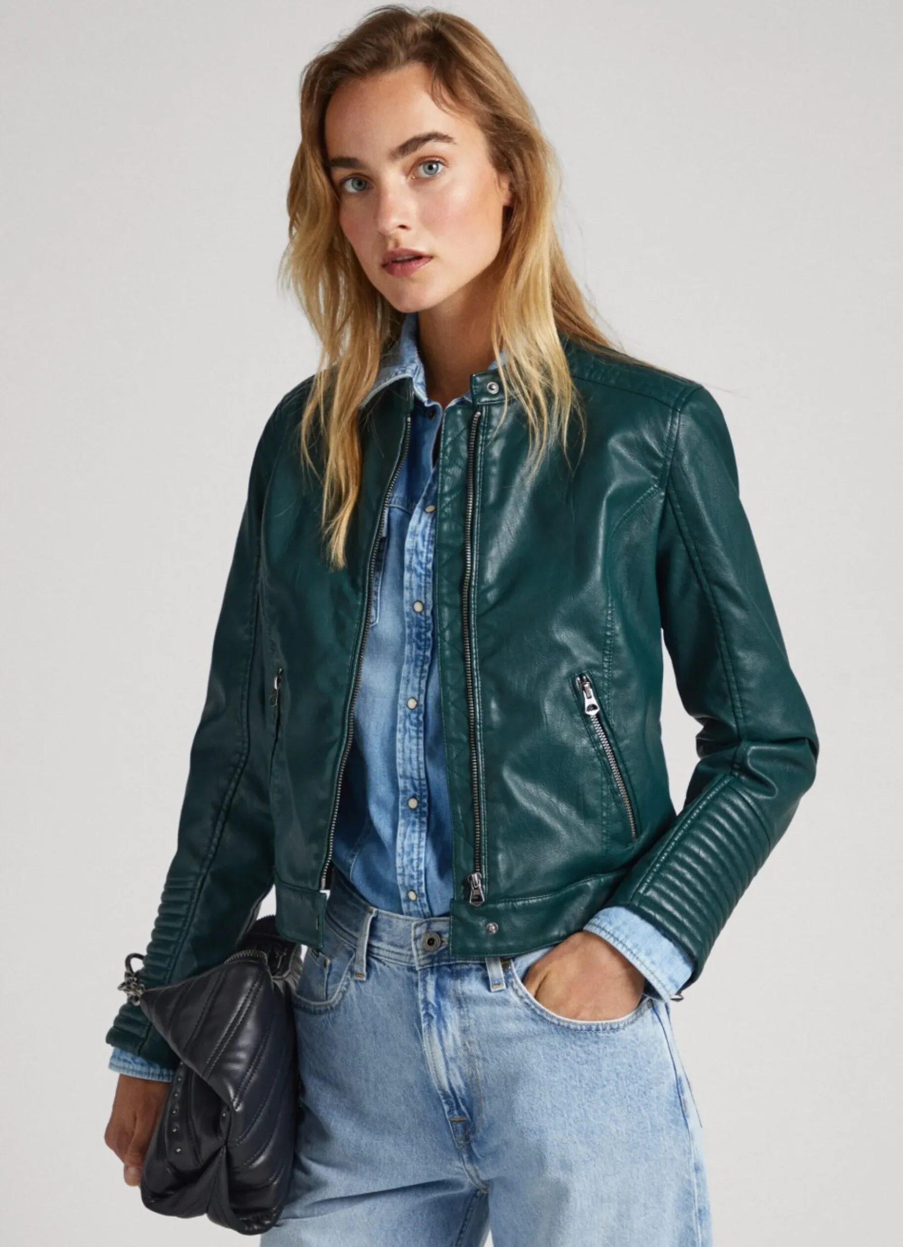 Mulher Pepe Jeans Casaco E Jaquetas>Casaco Biker Ombros Acolchoados