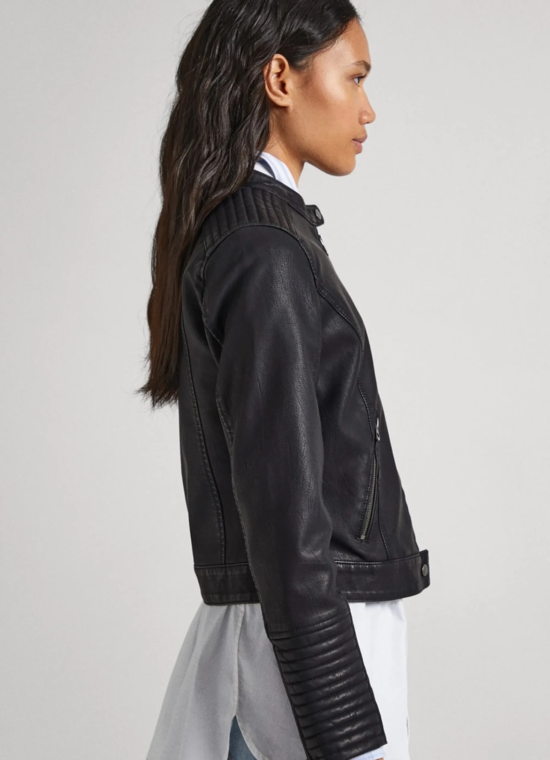 Mulher Pepe Jeans Casaco E Jaquetas>Casaco Biker Ombros Acolchoados