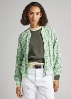 Mulher Pepe Jeans Malhas E Cardigans>Casaco Bomber Com Padrao Floral
