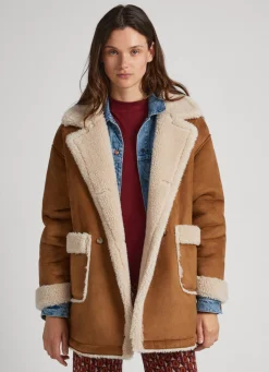 Mulher Pepe Jeans Casaco E Jaquetas>Casaco Camurca Com Forro Borrego