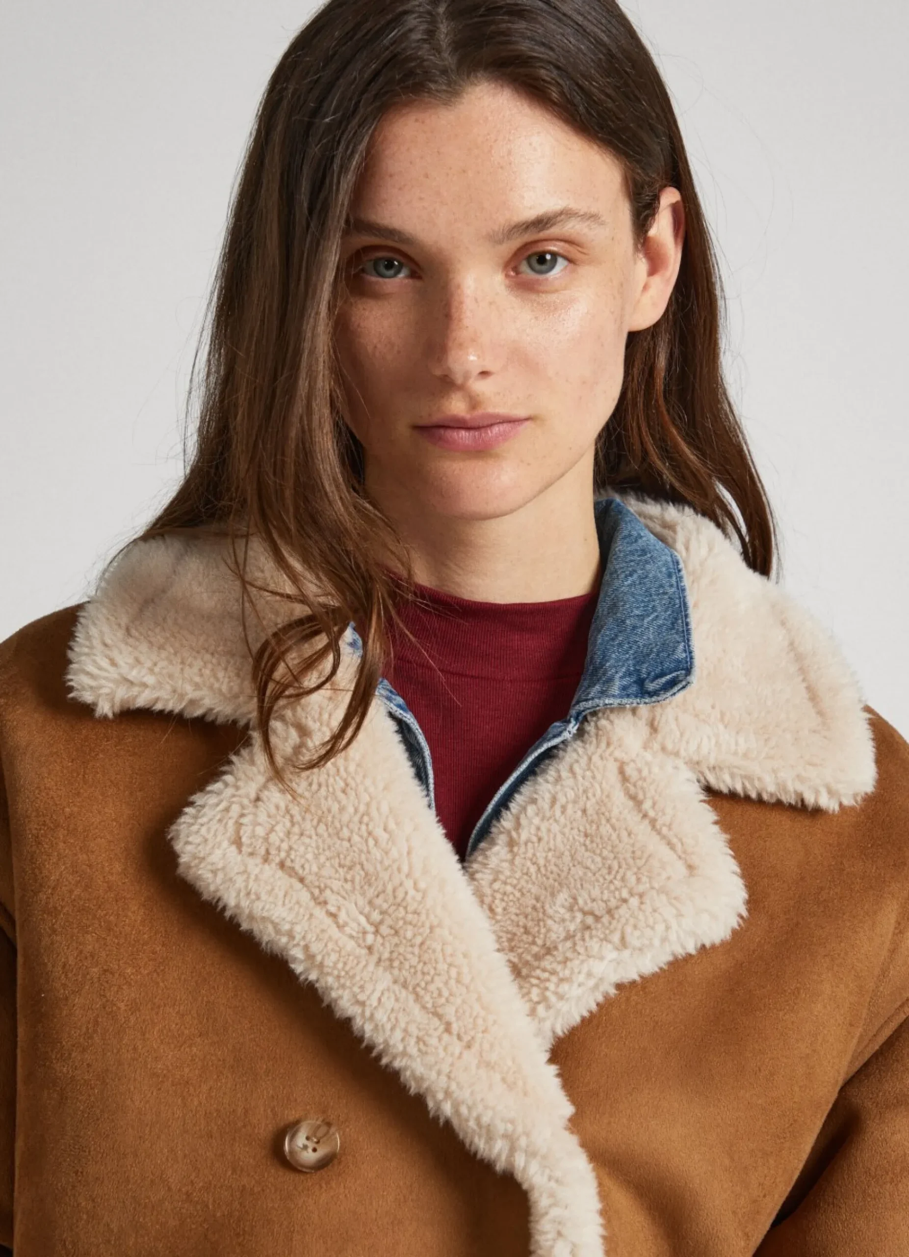 Mulher Pepe Jeans Casaco E Jaquetas>Casaco Camurca Com Forro Borrego