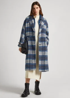 Mulher Pepe Jeans Casaco E Jaquetas>Casaco Comprido De La Xadrez