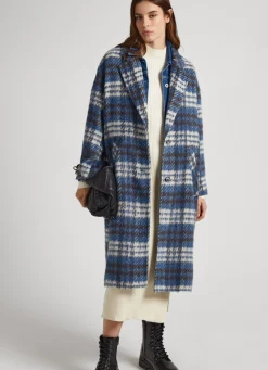Mulher Pepe Jeans Casaco E Jaquetas>Casaco Comprido De La Xadrez