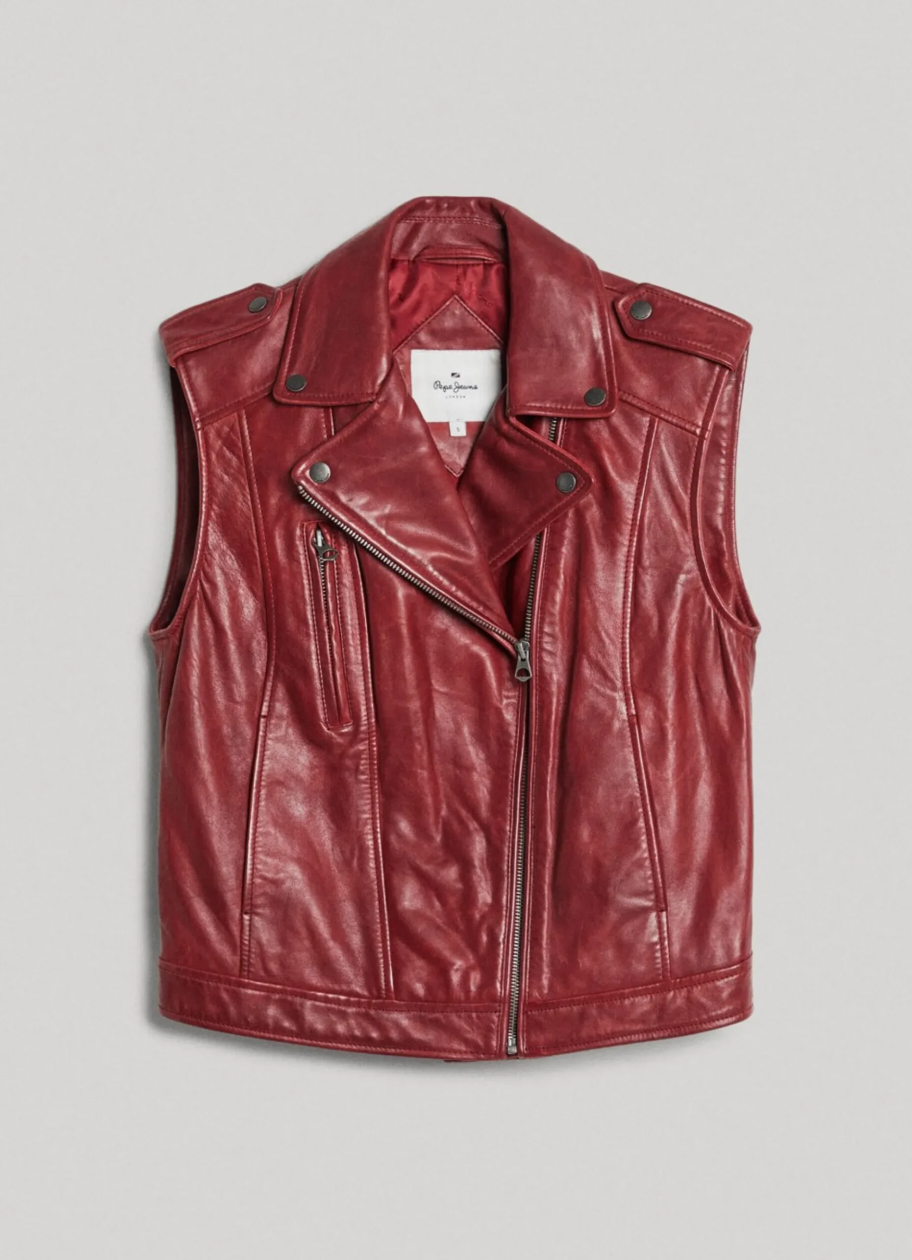 Mulher Pepe Jeans Casaco E Jaquetas>Colete De Couro De Cordeiro