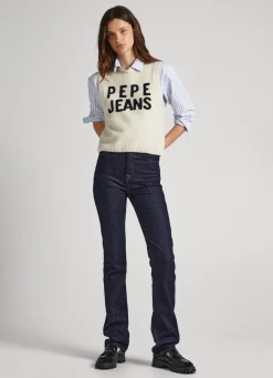 Mulher Pepe Jeans Malhas>Colete De Malha Logo Estampado