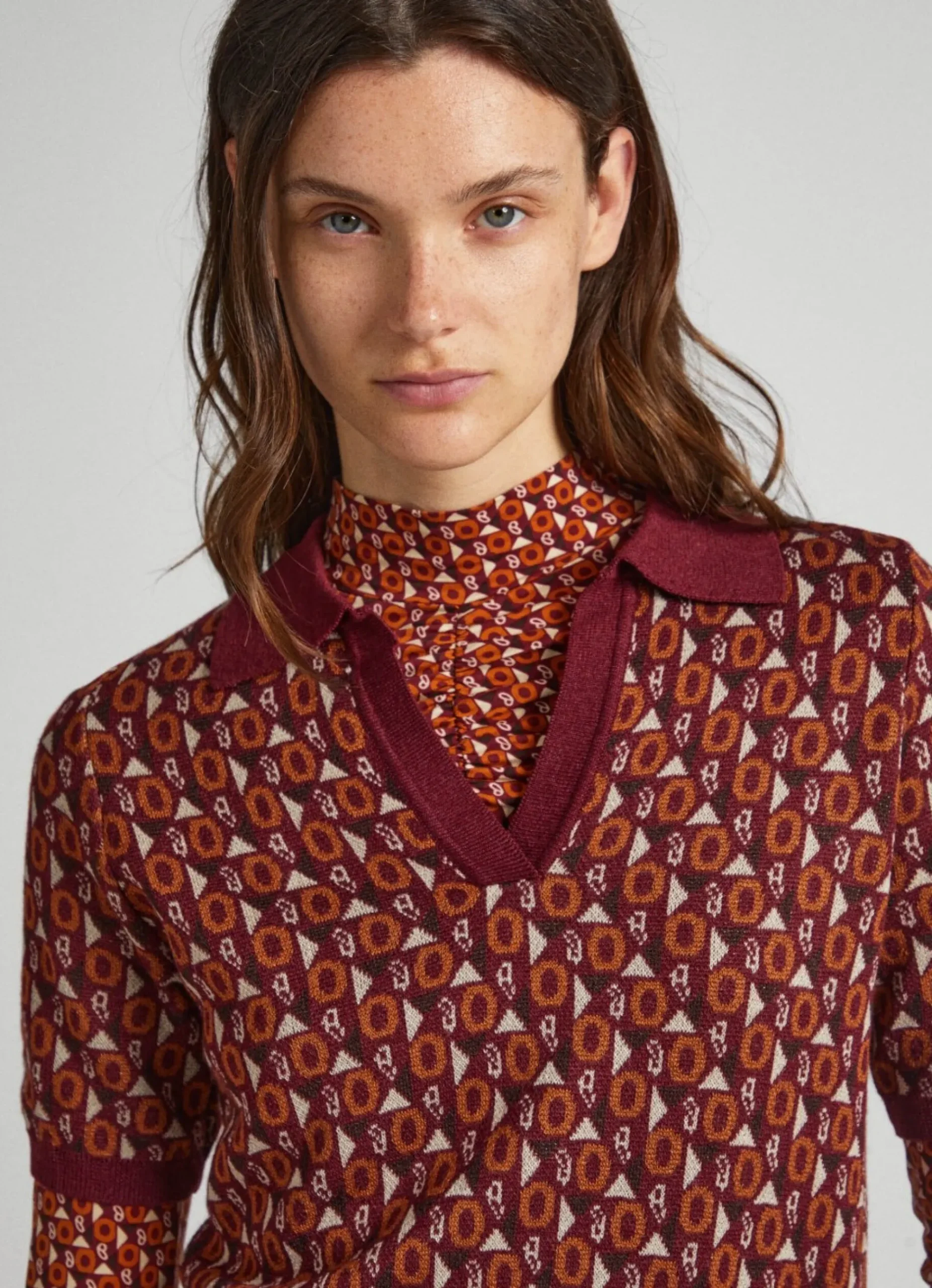 Mulher Pepe Jeans T-Shirts>Polo De Malha Padrao Geometrico