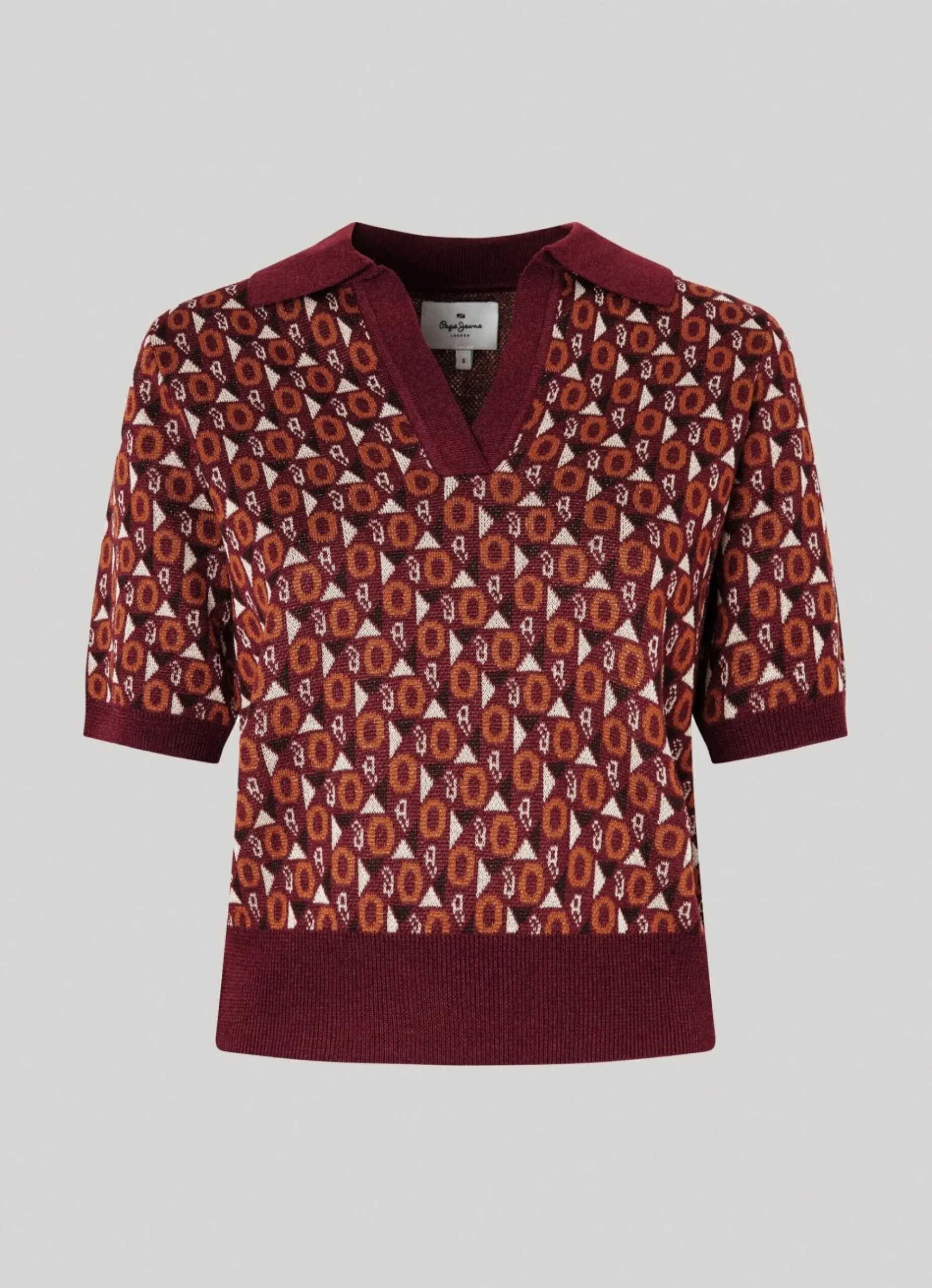 Mulher Pepe Jeans T-Shirts>Polo De Malha Padrao Geometrico