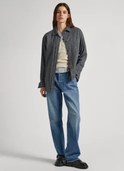 Mulher Pepe Jeans Camisas E Blusas>Sobrecamisa Algodao Espinha De Peixe