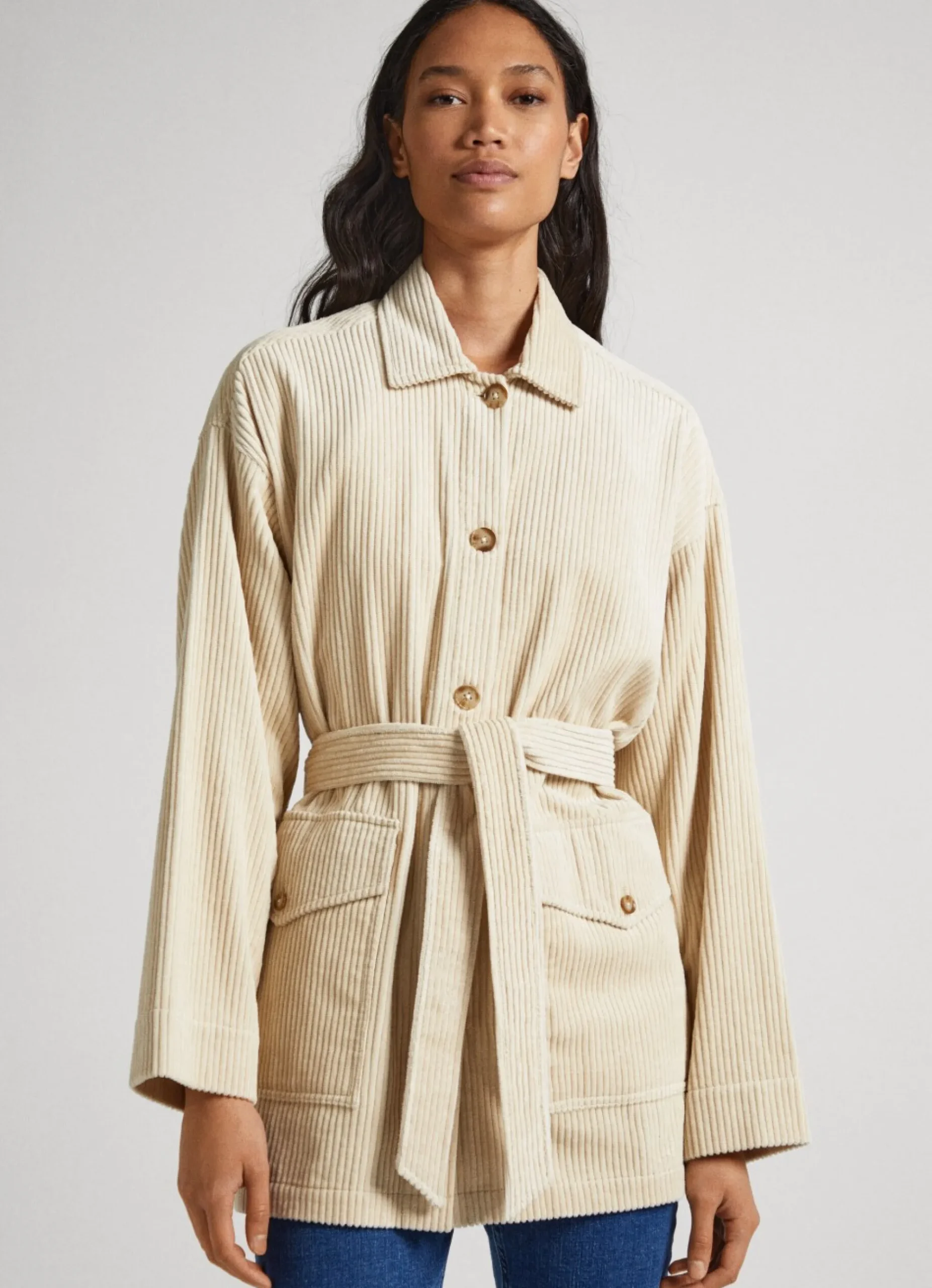 Mulher Pepe Jeans Camisas E Blusas>Sobrecamisa Bombazina Detalhe Cinto