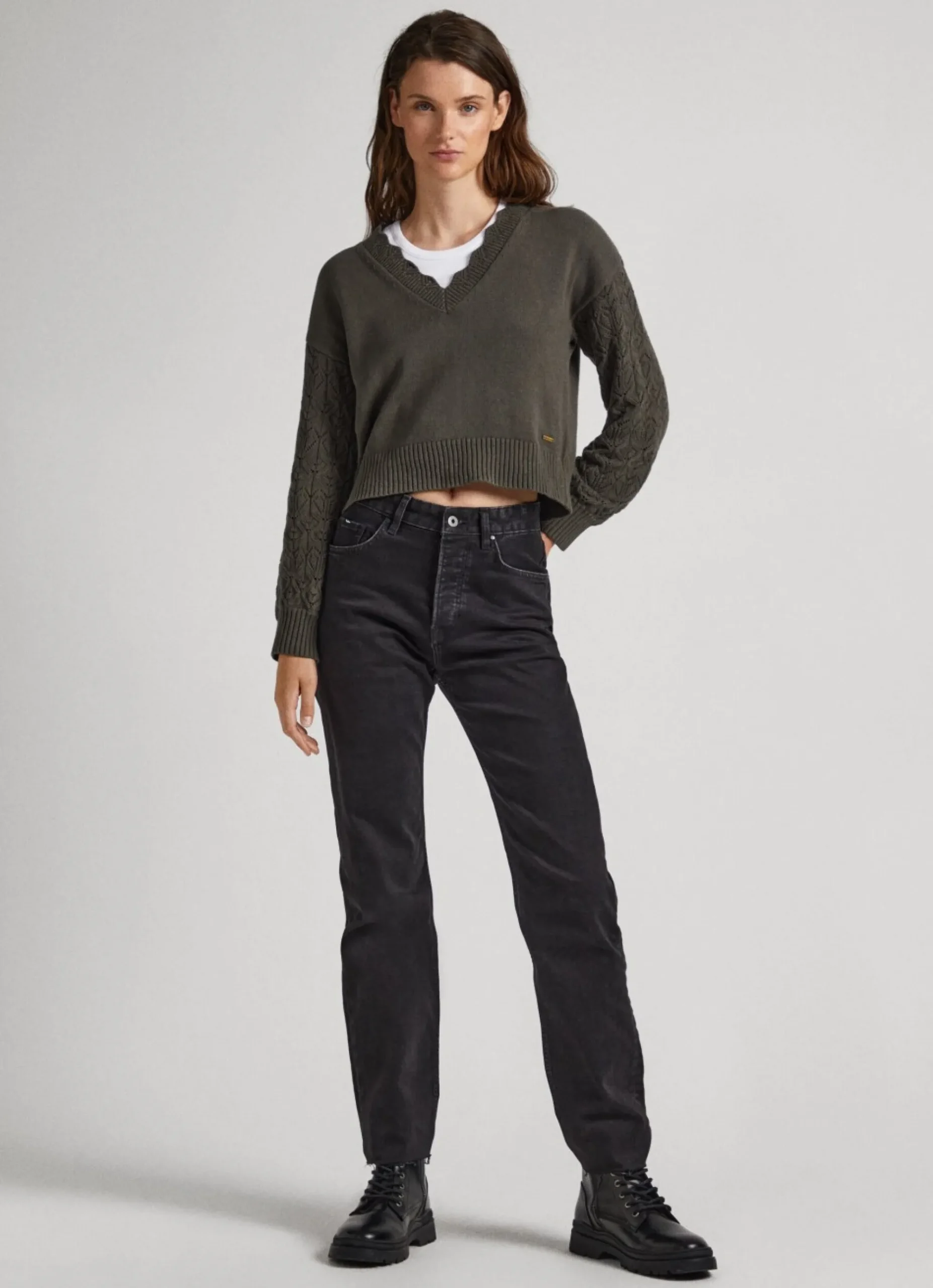 Mulher Pepe Jeans Malhas E Cardigans>Sweater Com Bordado Nas Mangas