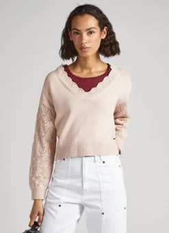 Mulher Pepe Jeans Malhas E Cardigans>Sweater Com Bordado Nas Mangas
