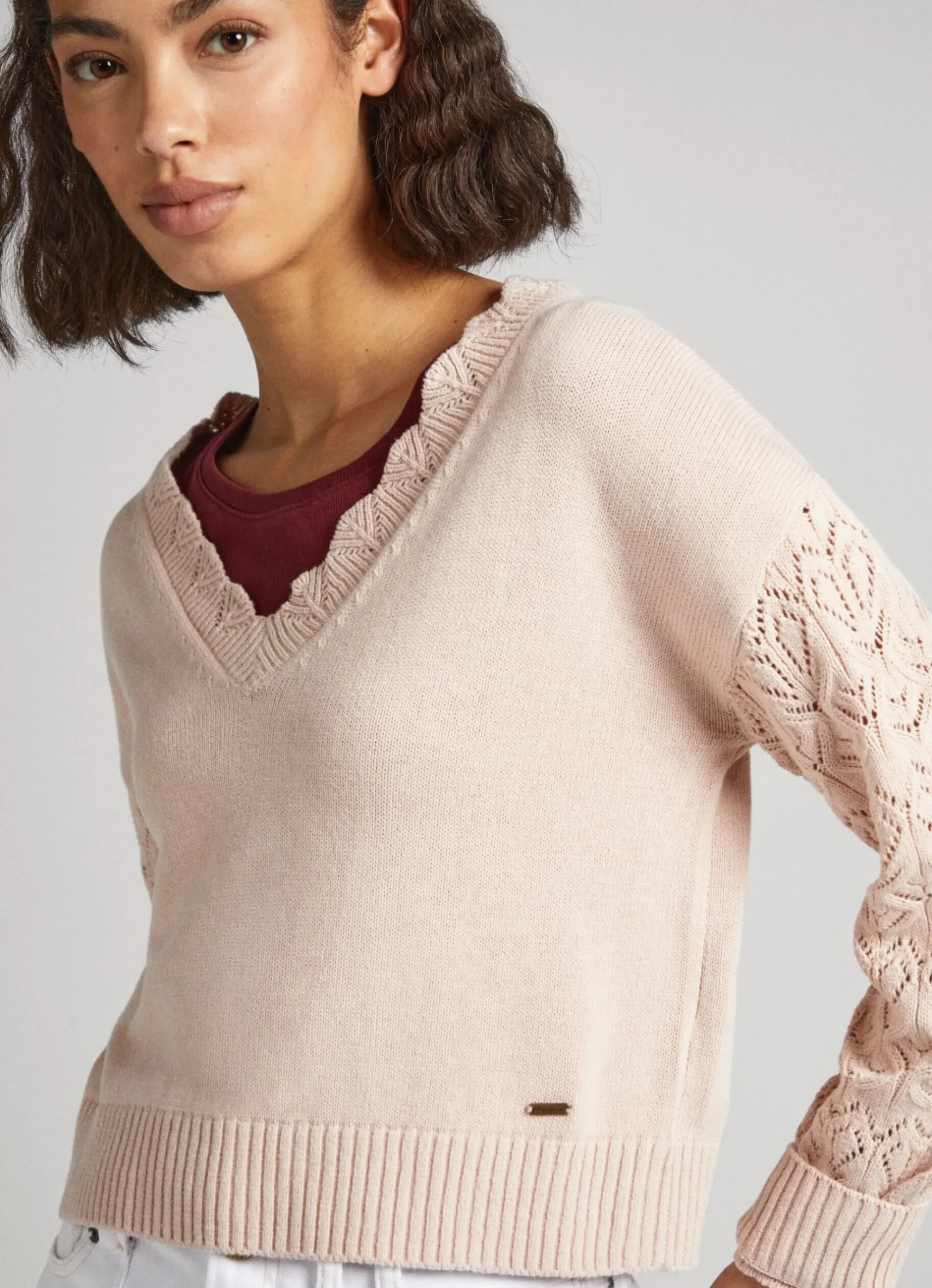 Mulher Pepe Jeans Malhas E Cardigans>Sweater Com Bordado Nas Mangas
