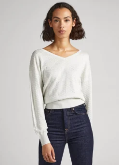 Mulher Pepe Jeans Malhas>Sweater Texturizada Decote Em V