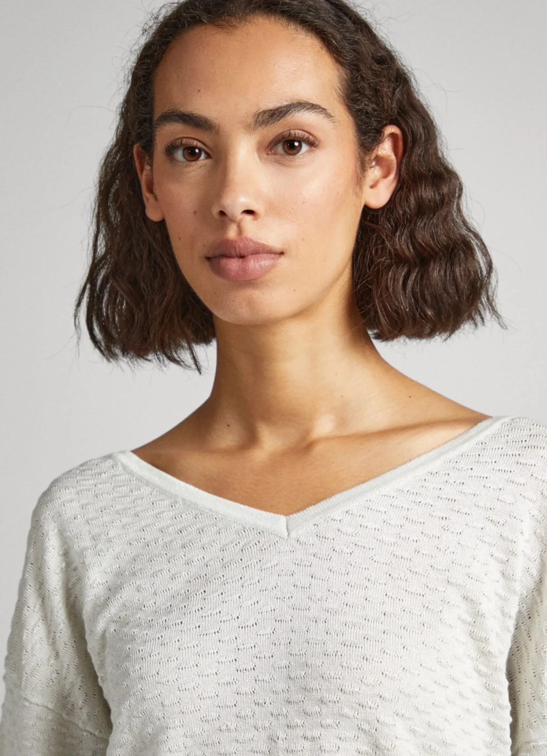 Mulher Pepe Jeans Malhas>Sweater Texturizada Decote Em V