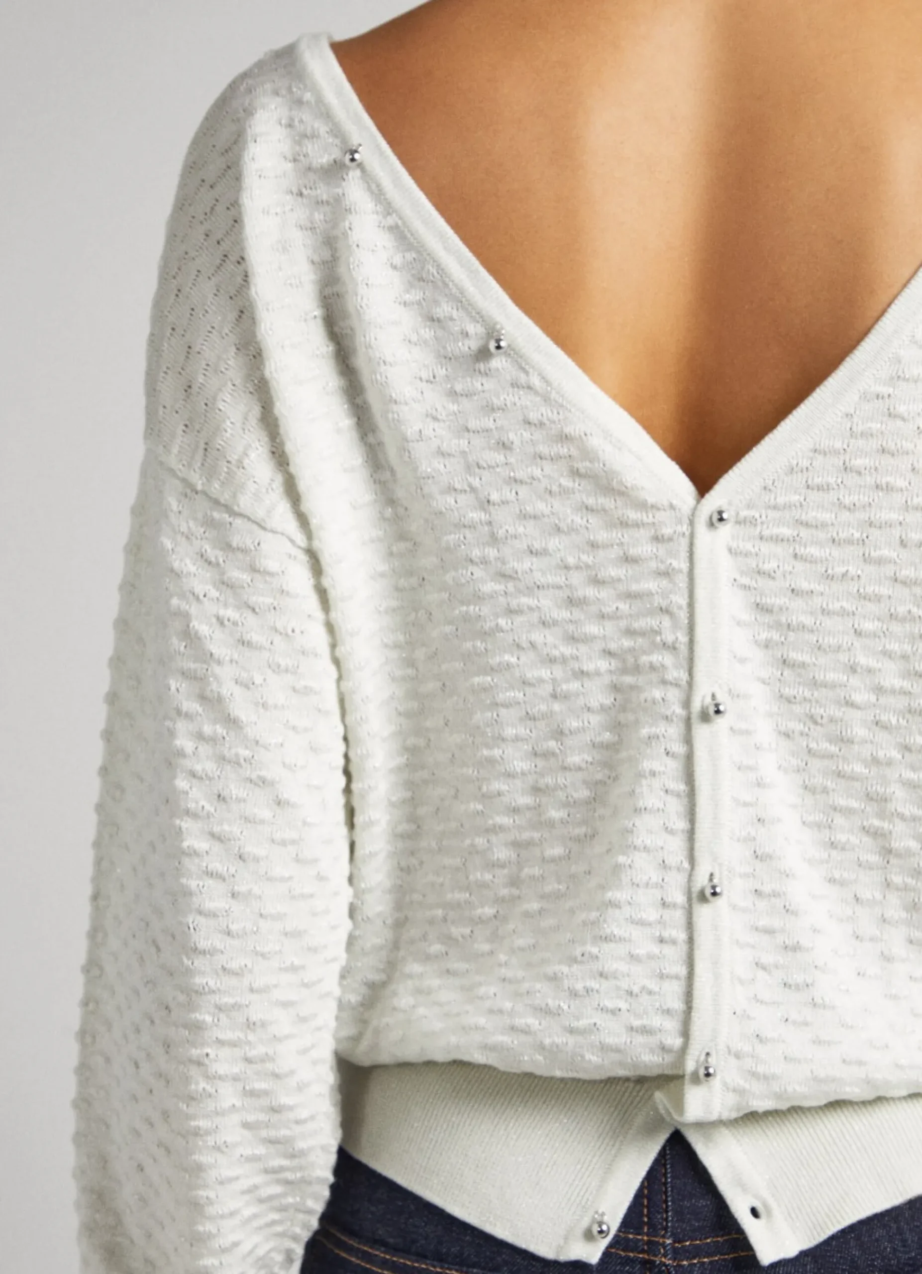 Mulher Pepe Jeans Malhas>Sweater Texturizada Decote Em V