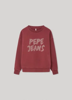 Rapariga Pepe Jeans Sweatshirts E Malhas>Sweatshirt Algodao Logo Strass