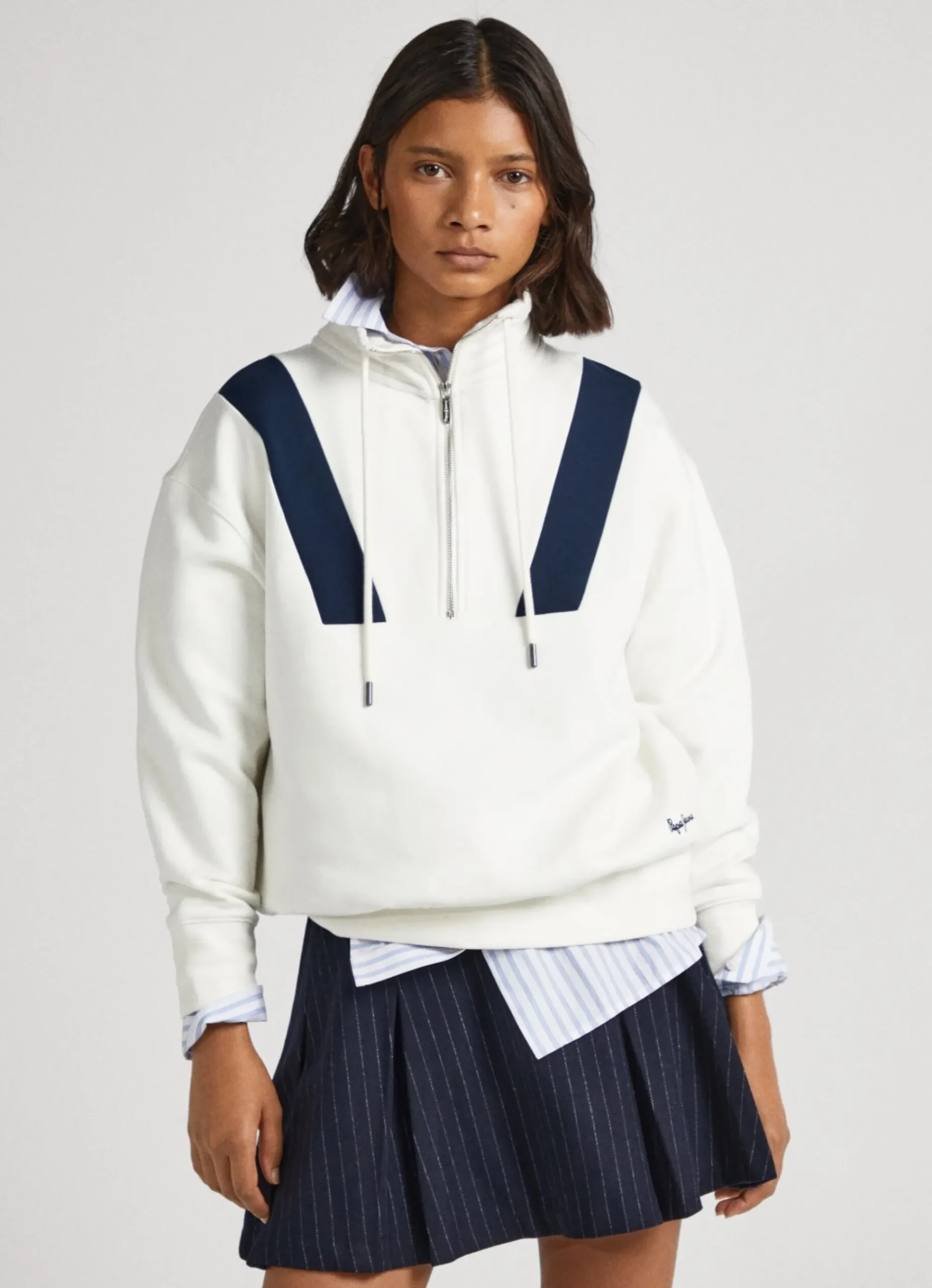 Mulher Pepe Jeans Sweatshirts>Sweatshirt Com Meio Fecho