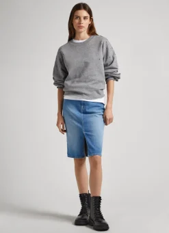 Mulher Pepe Jeans Sweatshirts>Sweatshirt Detalhes Em Strass