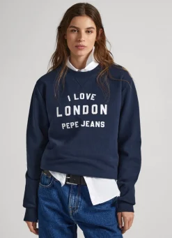 Mulher Pepe Jeans Sweatshirts>Sweatshirt Unisexo Gola Redonda Estampada