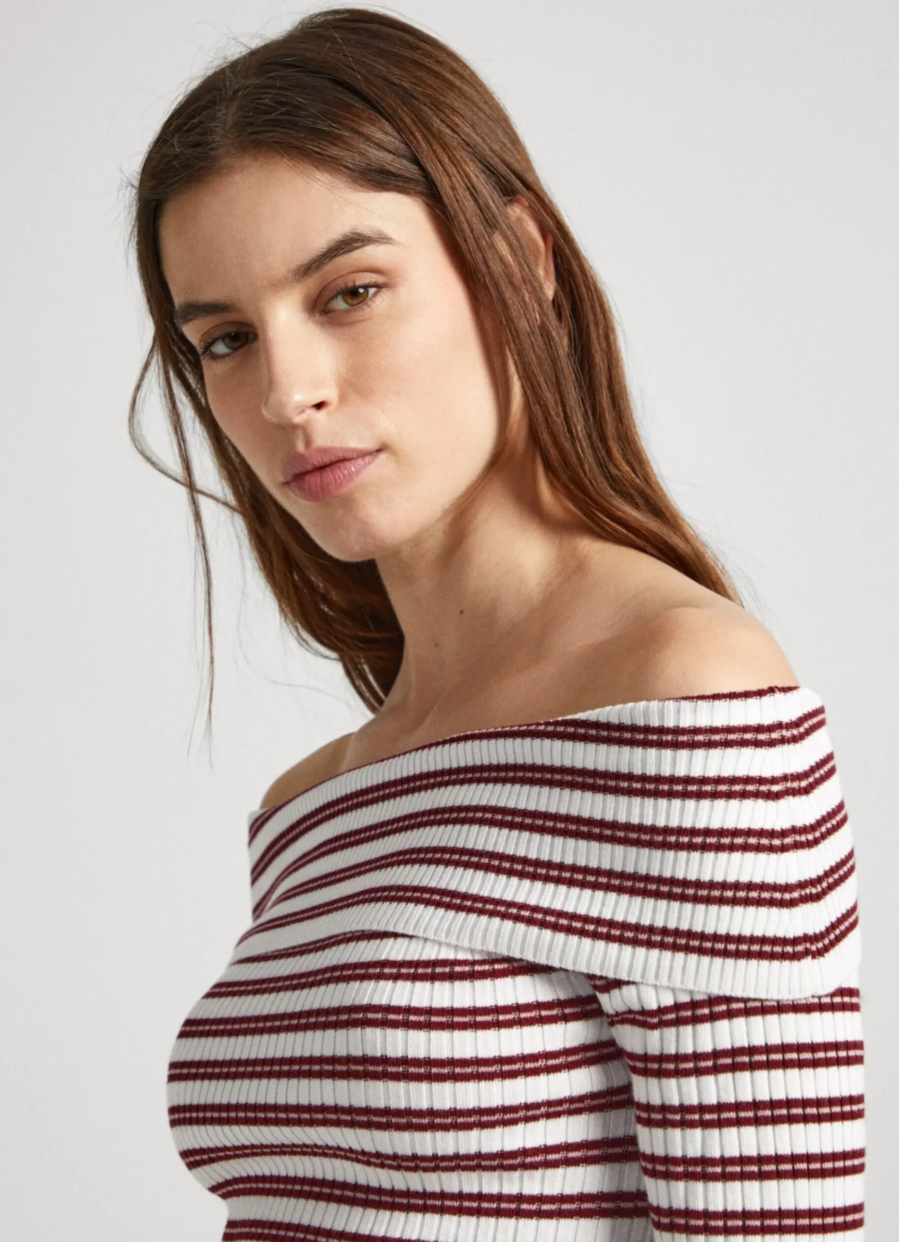 Mulher Pepe Jeans Malhas E Cardigans>Top Bardot Padrao As Riscas