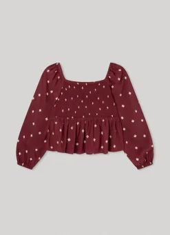 Rapariga Pepe Jeans Camisas E T-Shirts>Top Com Detalhes Franzidos
