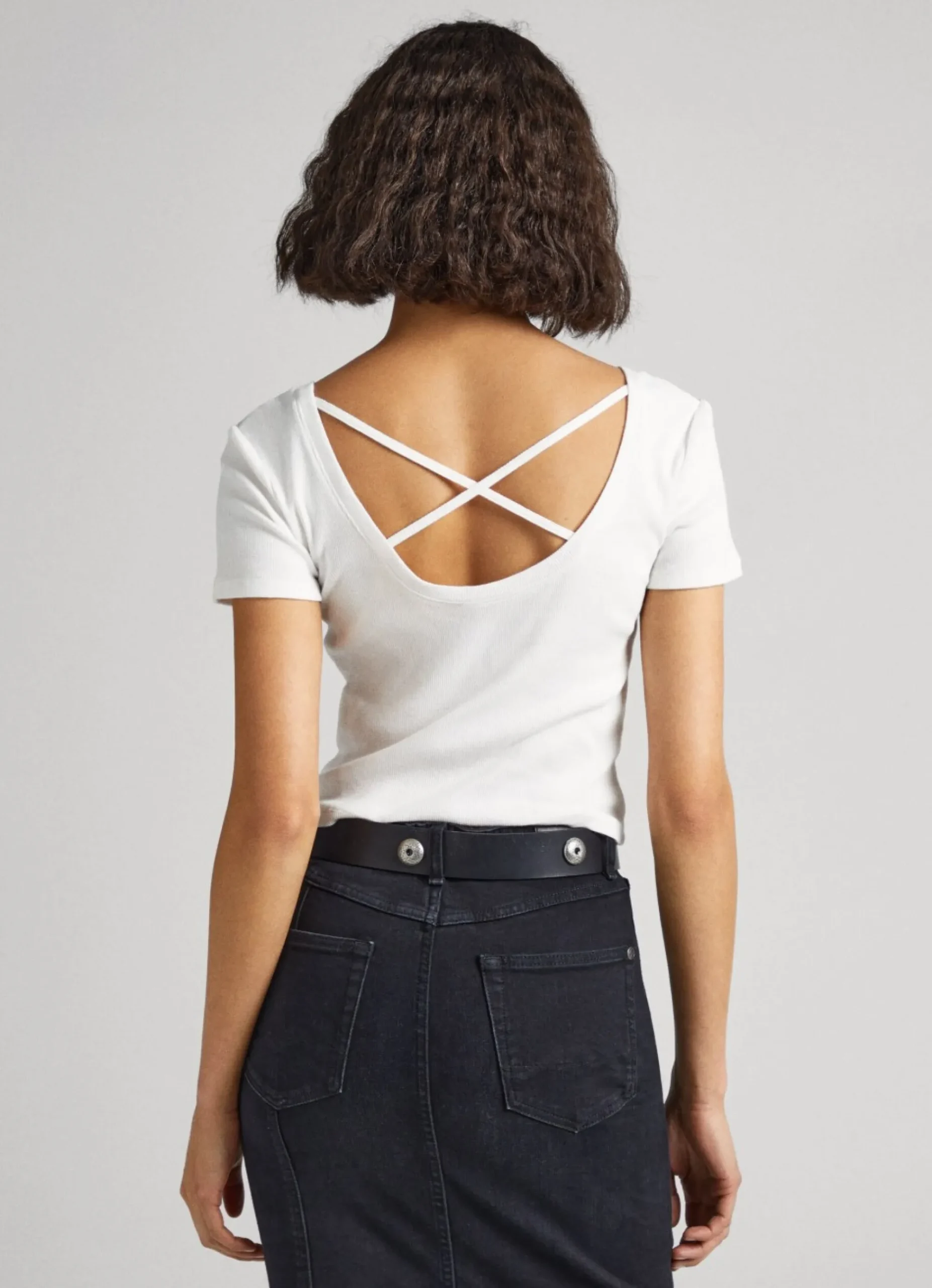 Mulher Pepe Jeans T-Shirts>T-Shirt Alcas Cruzadas Nas Costas